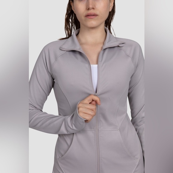 Skora DayBreak Jacket Sz S dark salt/greyScuba style  fitted workout running - Picture 2 of 8